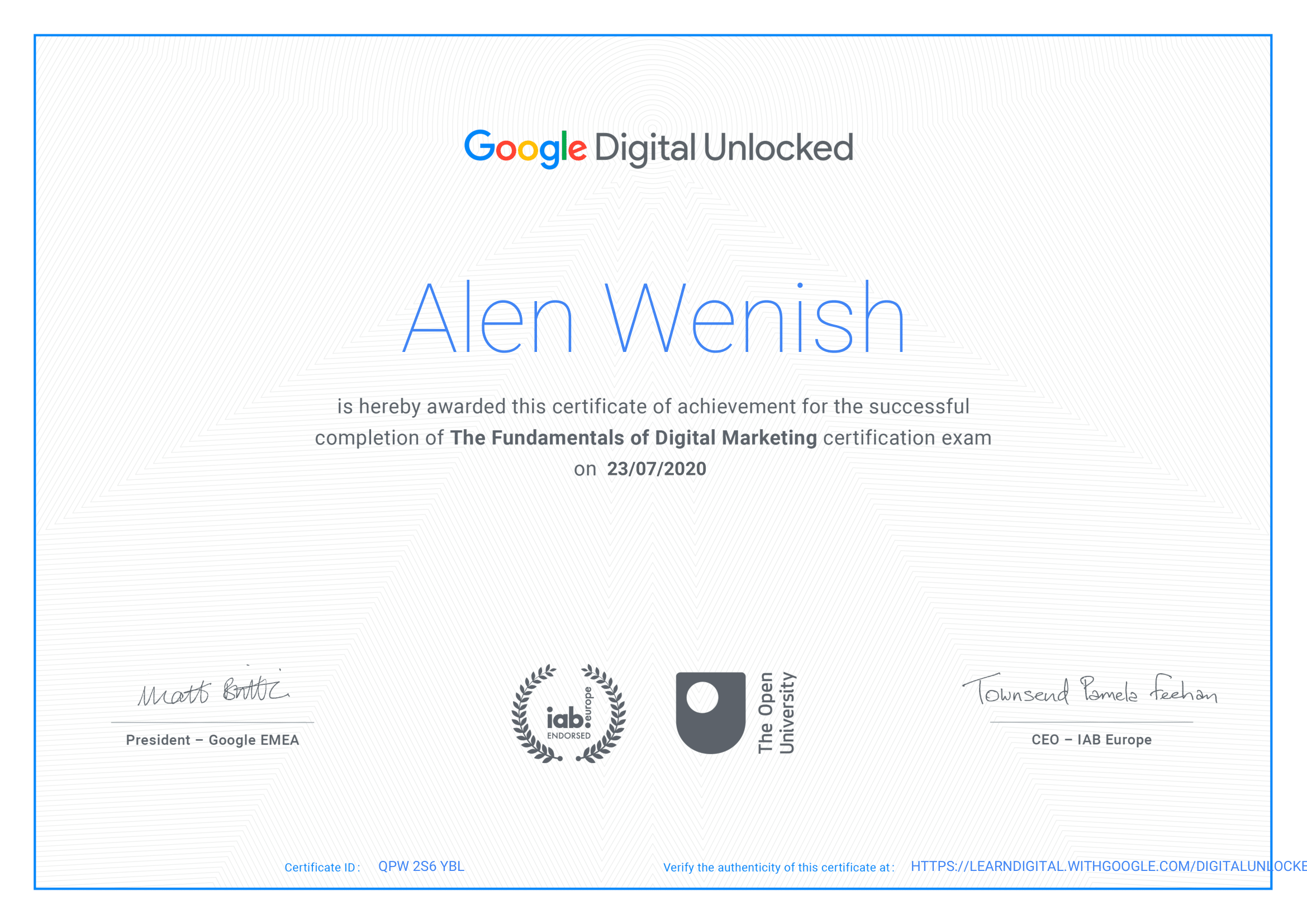 certificate